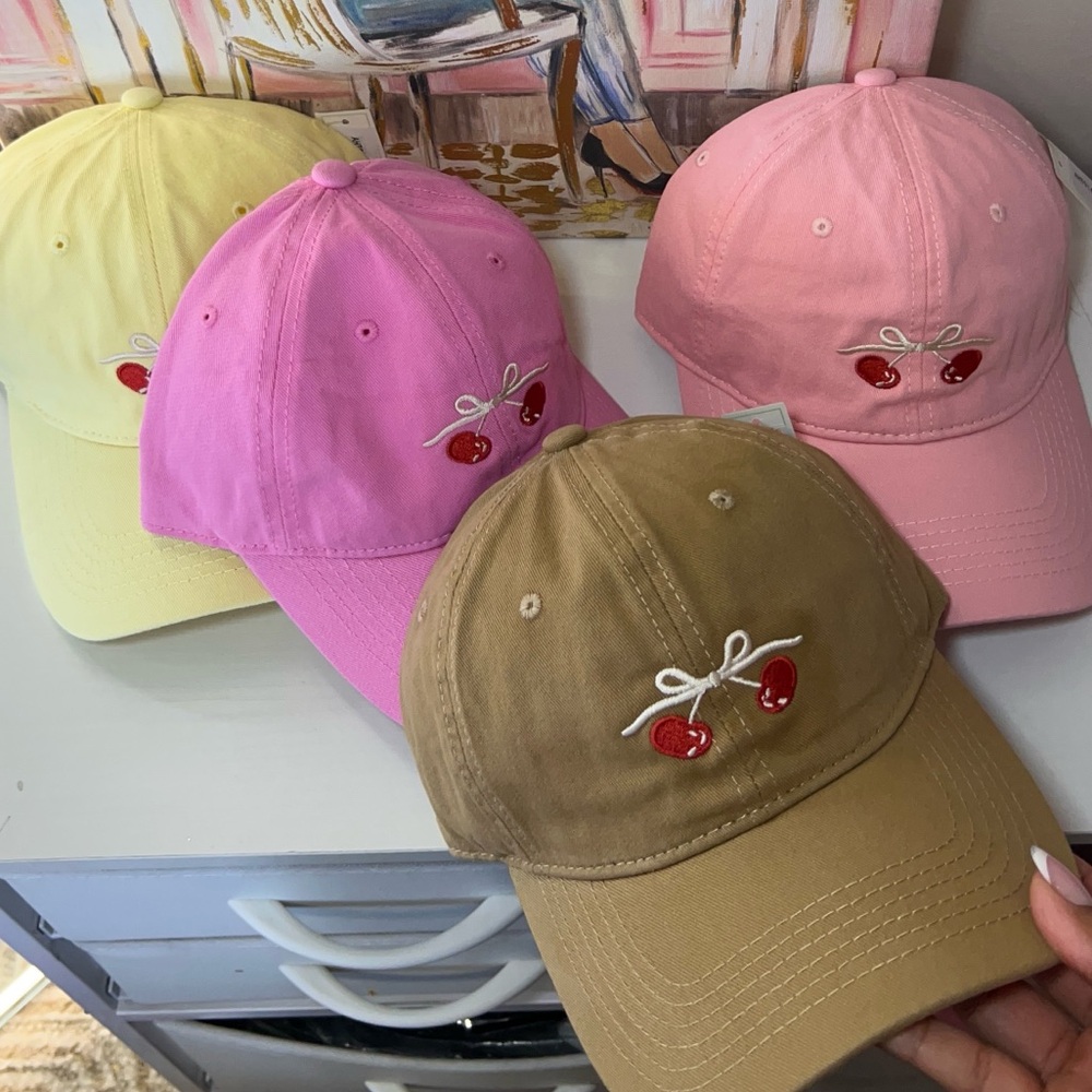 Cherry Embroidered Baseball Caps (4 colors to choose from)